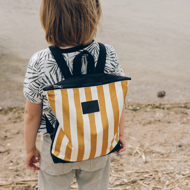 MUNI Kids Backpack - Striped Yellow and White