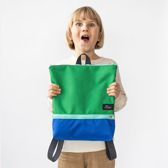 MUNI Waterproof Kids Backpack - Green and Blue