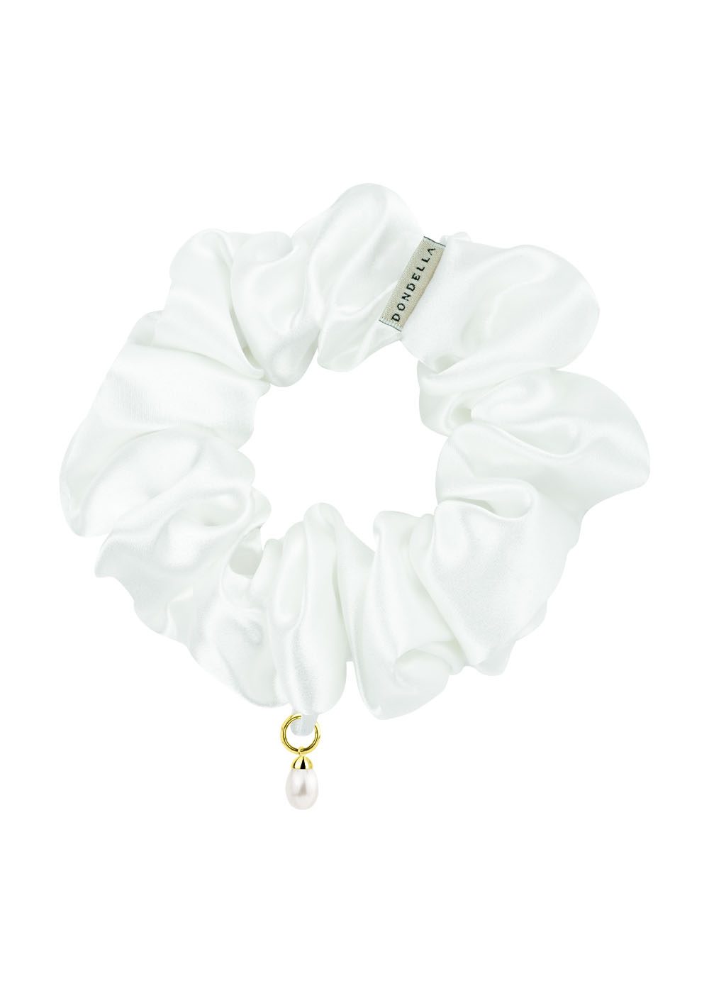 Dondella Murberry Silk Scrunchie - Pearl