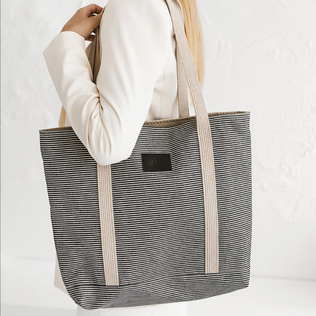 MUNI Striped Denim Tote Bag