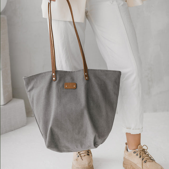 MUNI Grey Denim Tote Bag