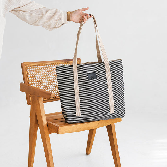 MUNI Striped Denim Tote Bag