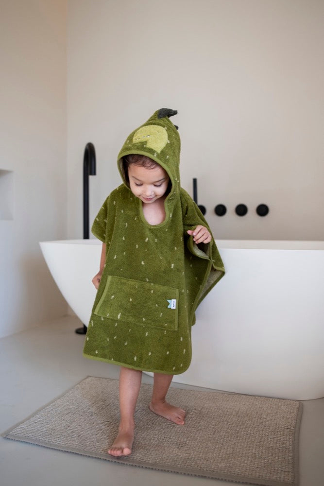 Trixie Baby Hooded Kids Bath Poncho - Mr. Dino