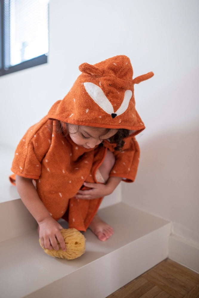 Trixie Baby Hooded Kids Bath Poncho - Mr. Fox