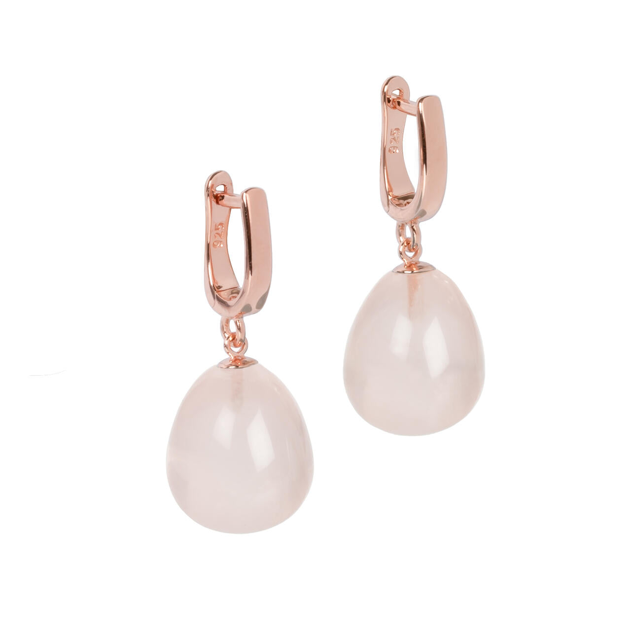 Mya Belle Rosequartz Earrings- Rose Gold and Silver