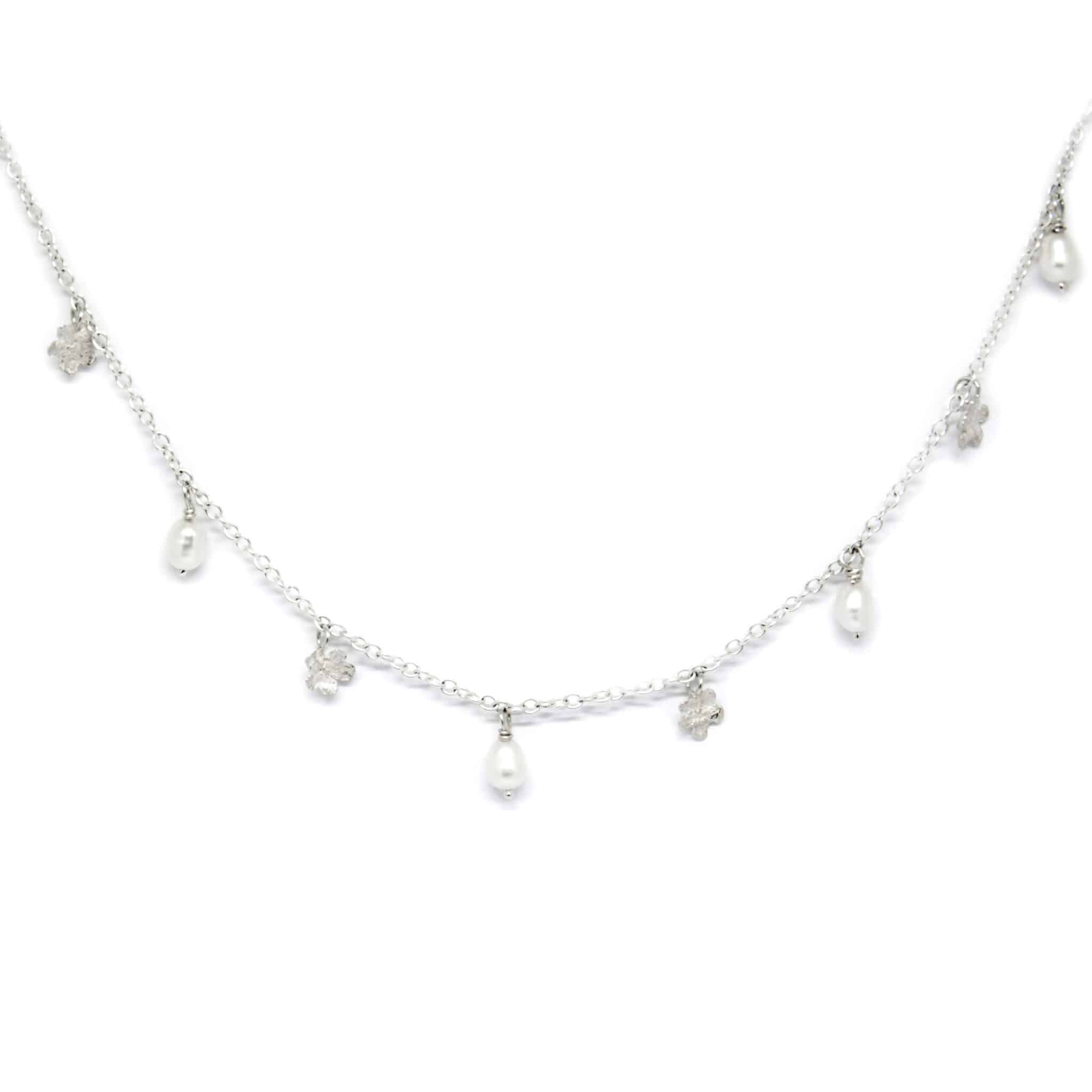 Necklace - SPRING Myosotis with pearls