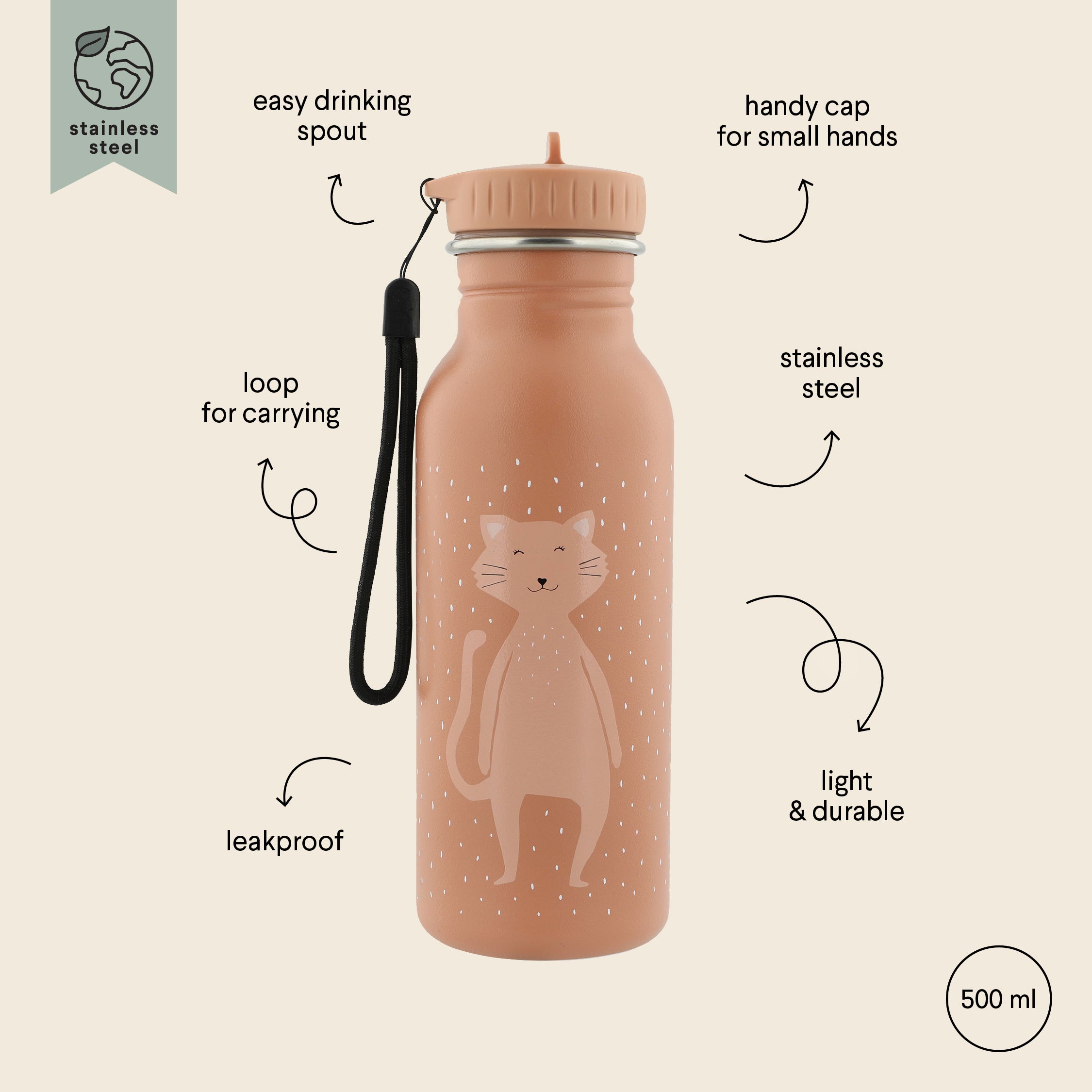 Trixie Baby Stainless Steel Bottle 500ml - Mrs Cat