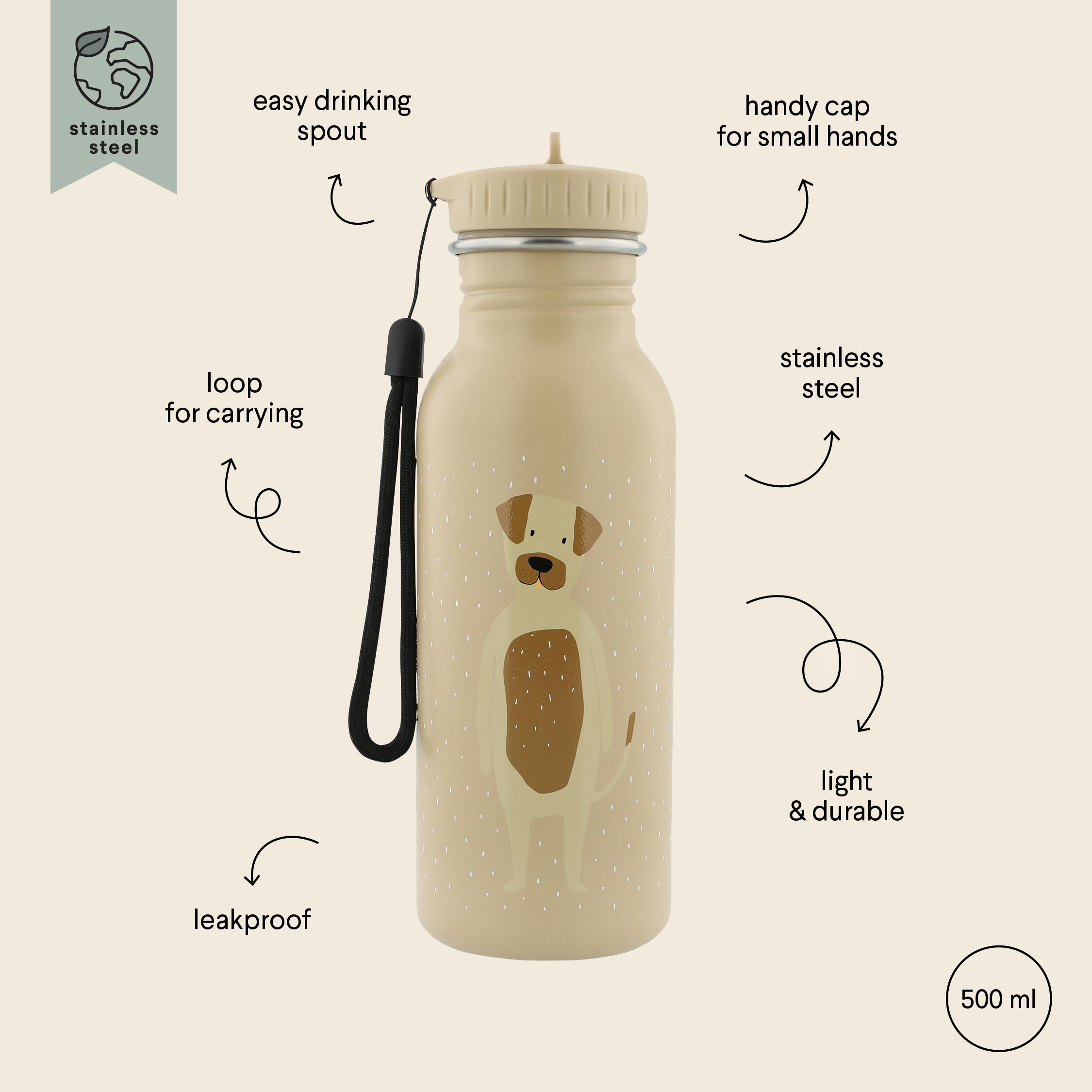 Trixie Baby Stainless Steel Bottle 500ml - Mr Dog