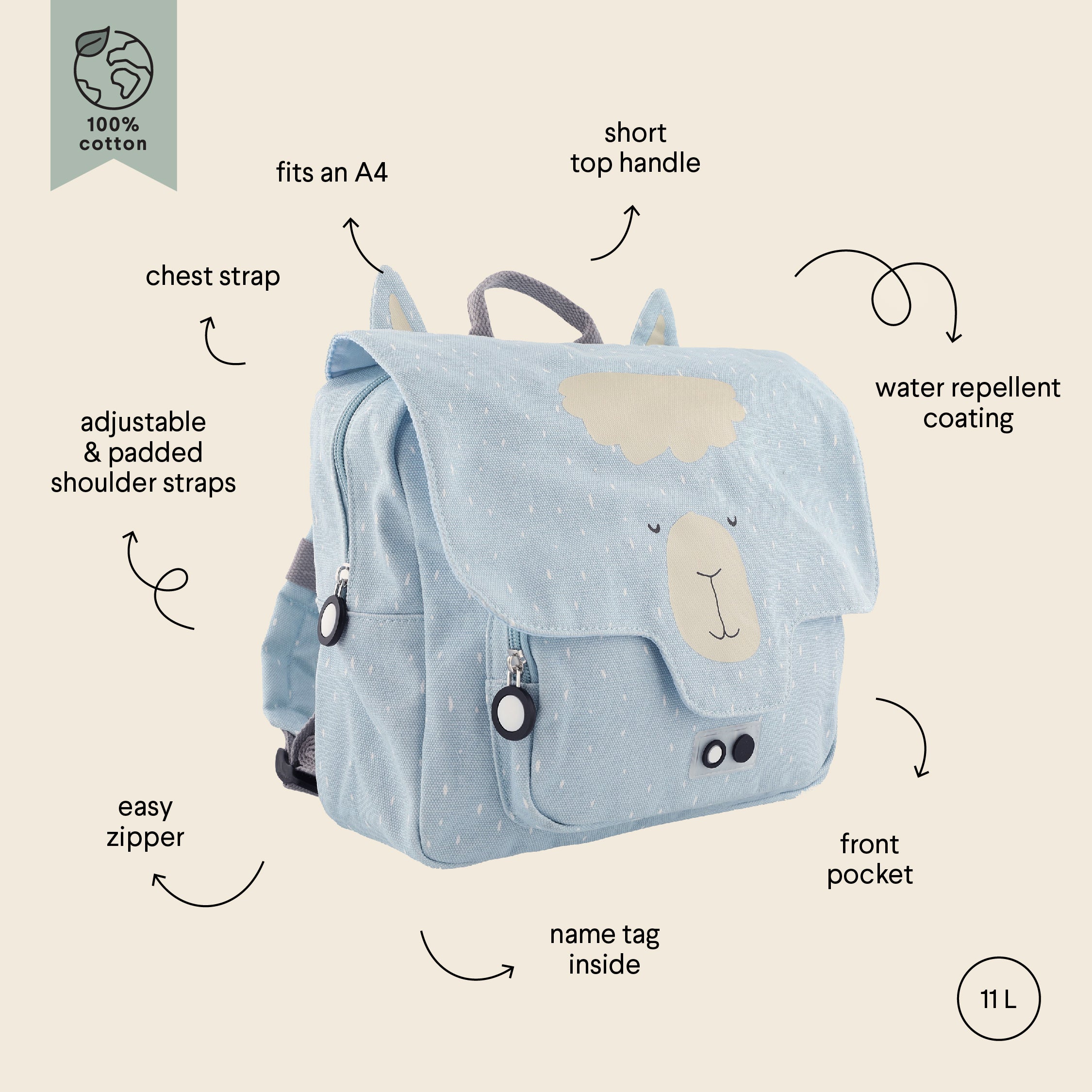 Trixie Baby School Bag - Mr Alpaca