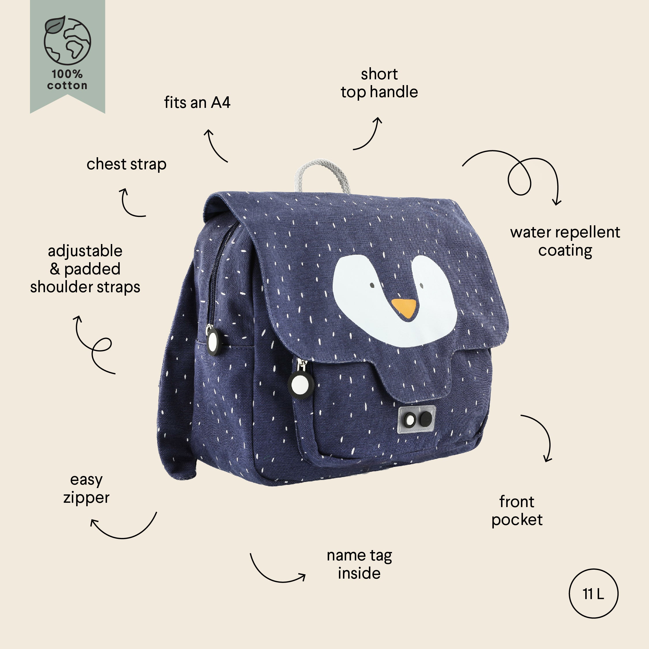 Trixie Baby School Bag - Mr Penguin