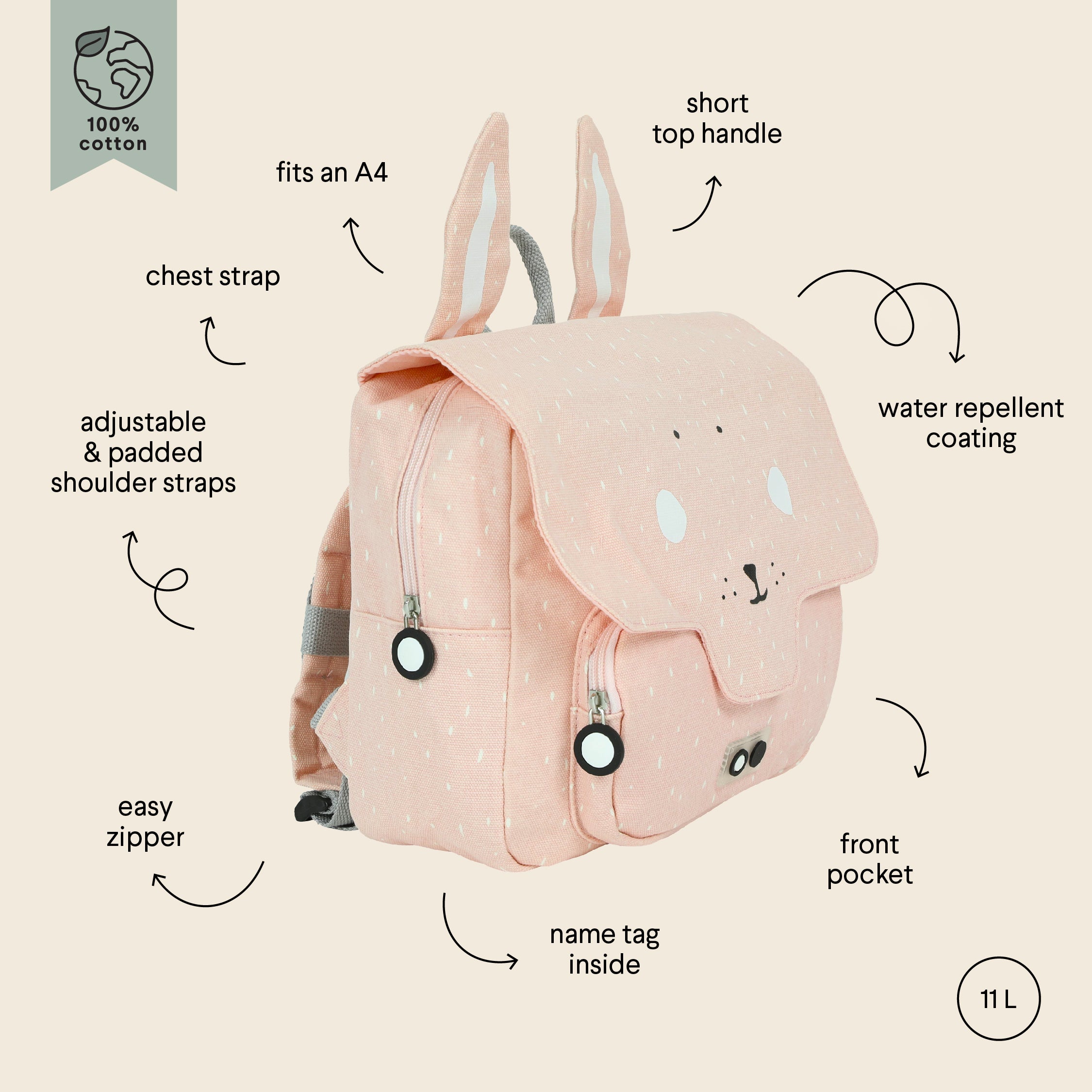 Trixie Baby School Bag - Mrs Rabbit