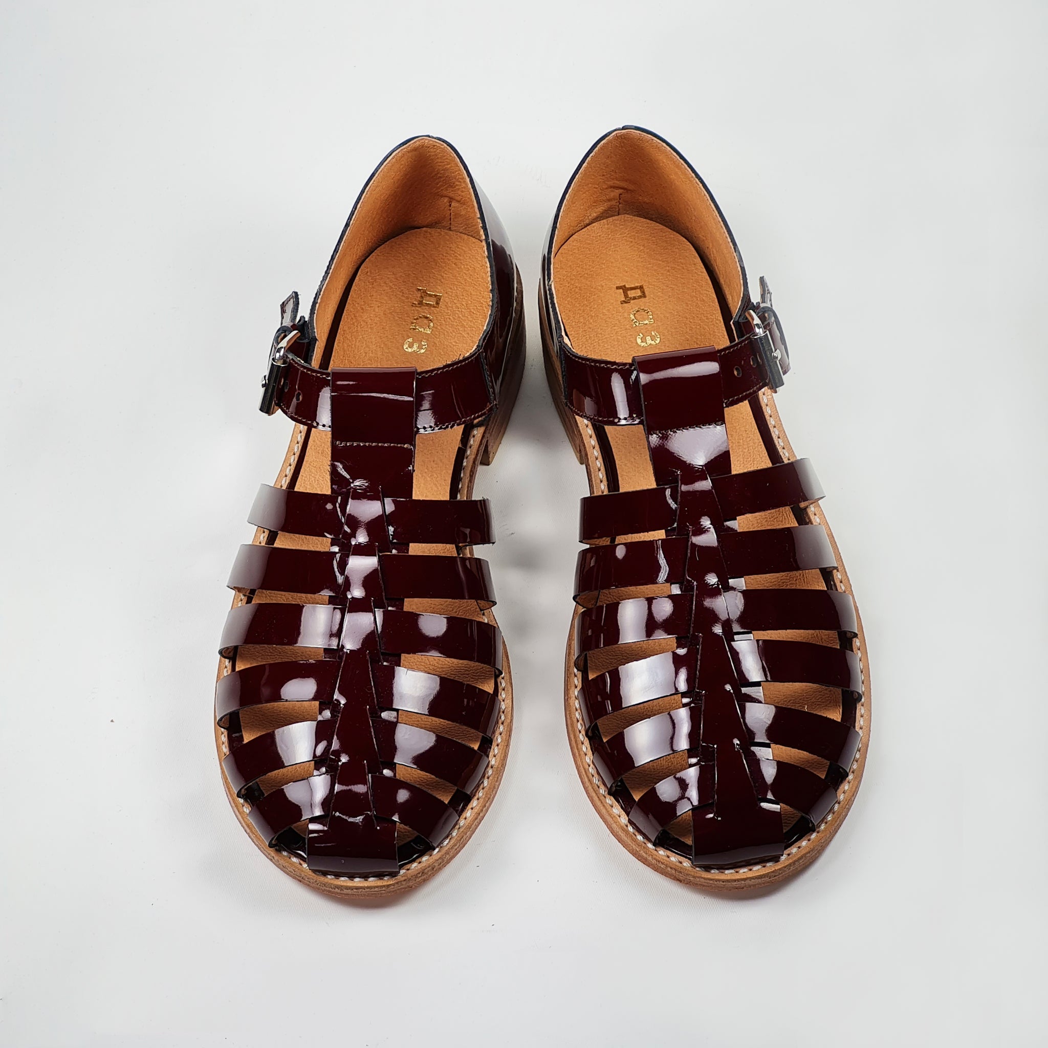 Handmade Leather Fisherman Sandals - Burgundy