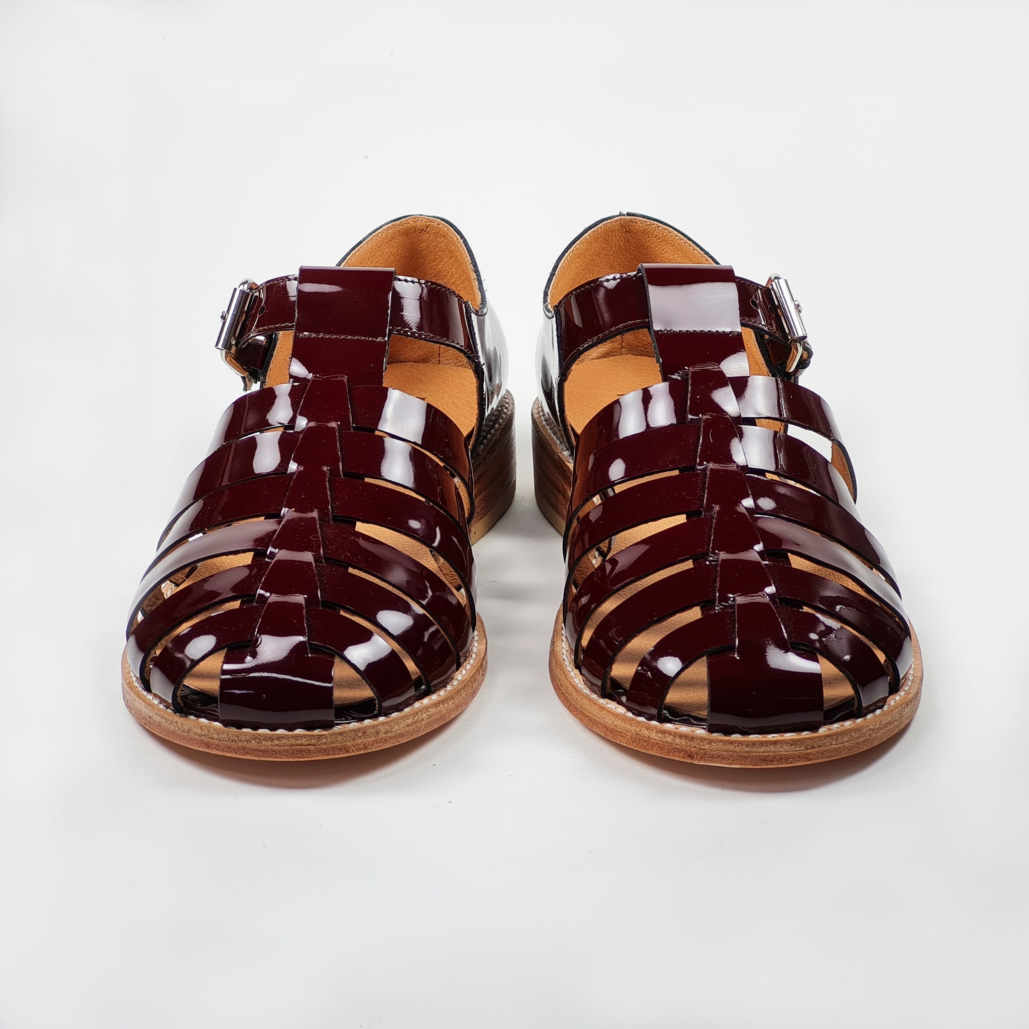 Handmade Leather Fisherman Sandals - Burgundy