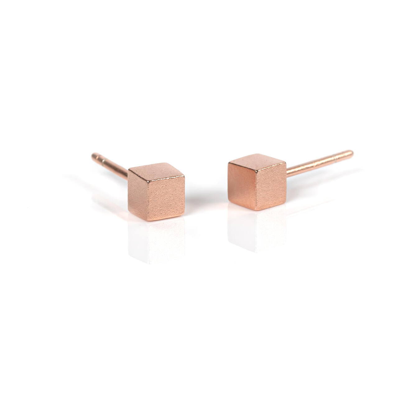 Satin Cube Earrings - Rose Gold and Silver